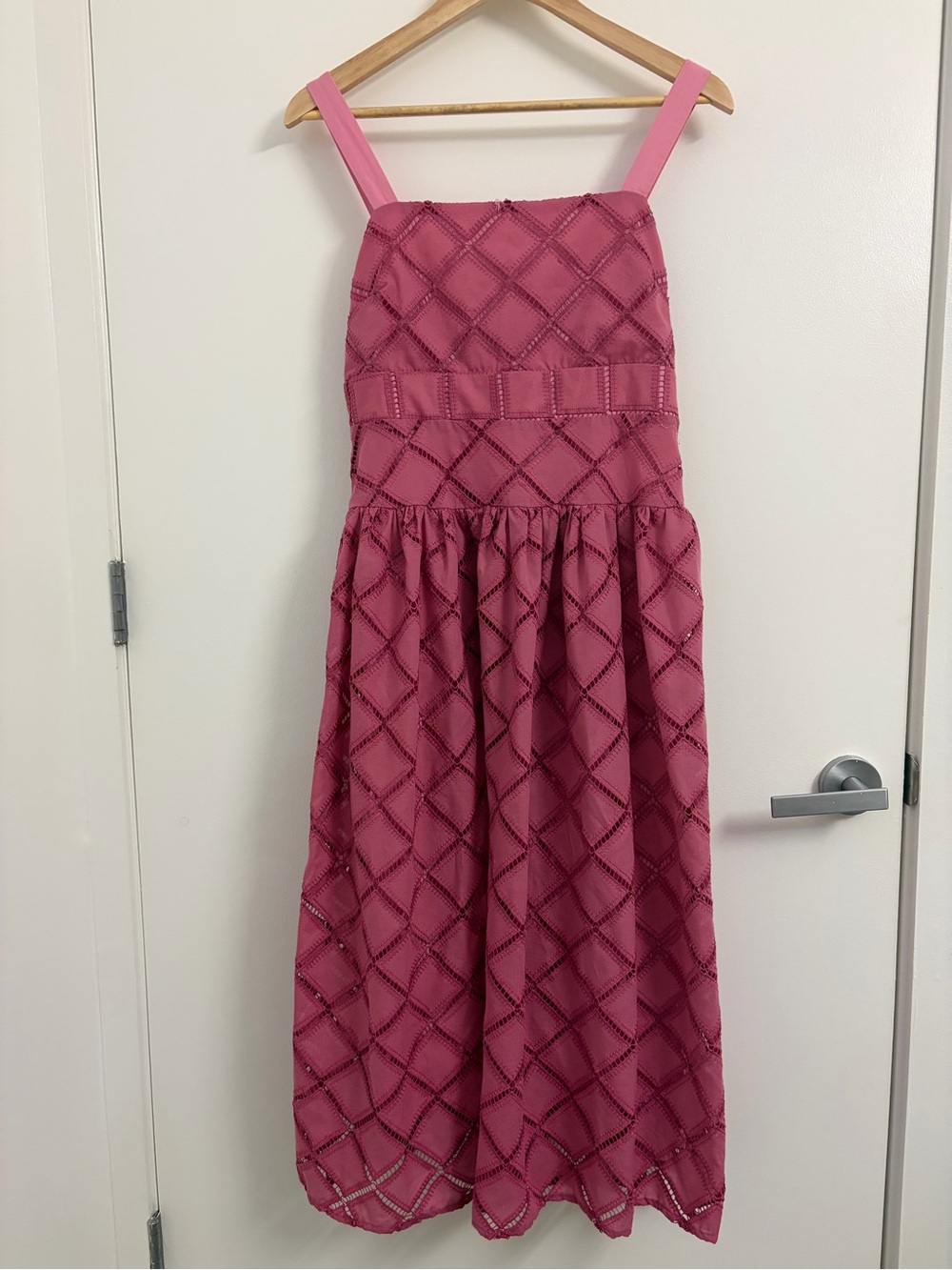 English Factory Pink Diamond-Textured Midi Dress